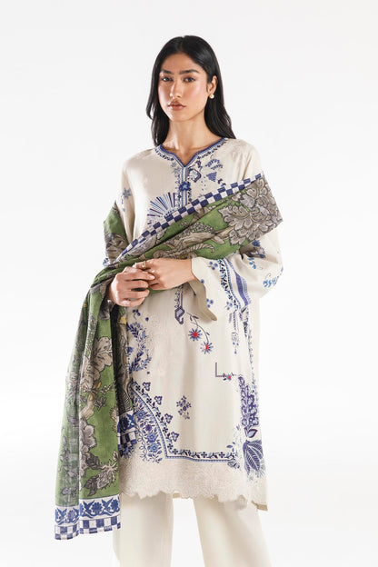 Sana Safinaz | Luxury Pret | Muzlin Linen Suit FW25MUZ020BP3 - Dress - available at Maria Faisal in UK and USA.