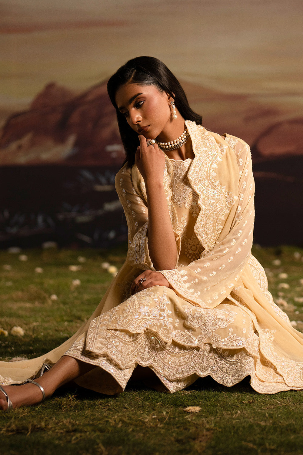 Fressia Premium | Luxury 26 | ISHANI - FWU5705 - Luxury Dress - available at Maria Faisal in UK and USA.