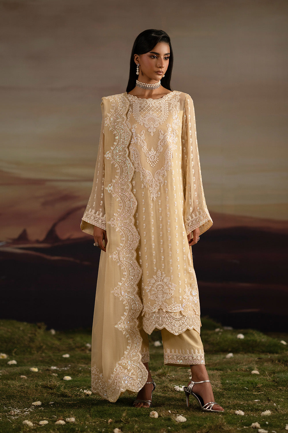 Fressia Premium | Luxury 26 | ISHANI - FWU5705 - Luxury Dress - available at Maria Faisal in UK and USA.
