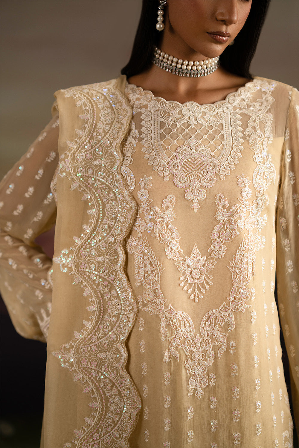 Fressia Premium | Luxury 26 | ISHANI - FWU5705 - Luxury Dress - available at Maria Faisal in UK and USA.