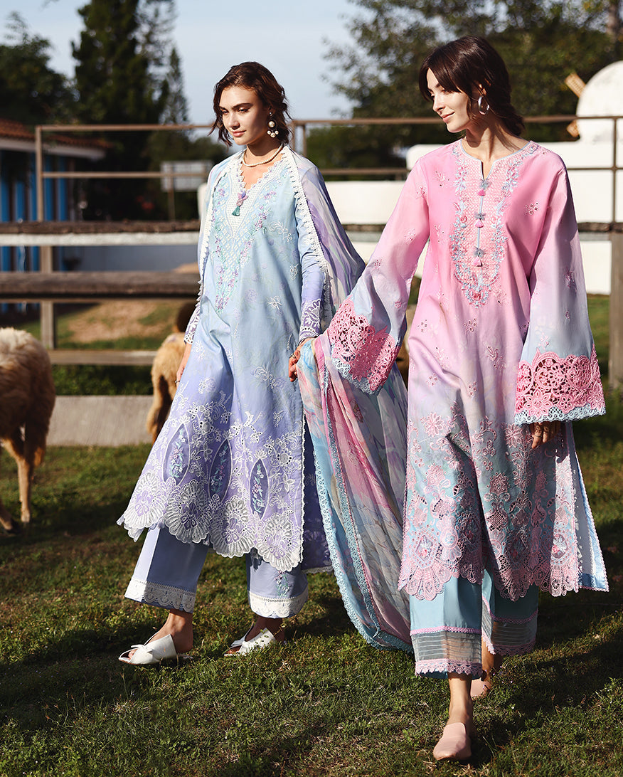 Mushq | Solace Ombre Chikankari | Faint Blossom - Luxury Dress - available at Maria Faisal in UK and USA.
