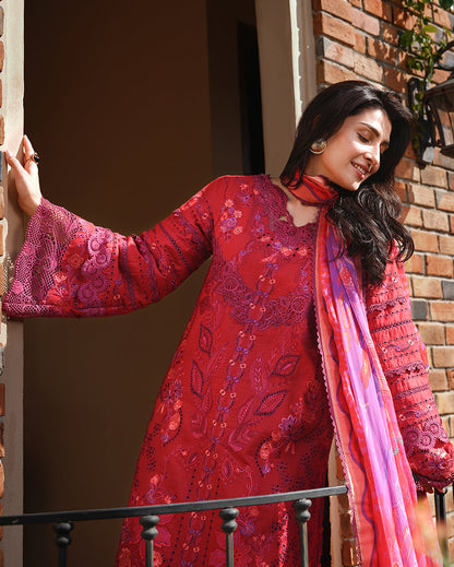 Mushq | Amoi Luxury Lawn | Falling Petals - Luxury Dress - available at Maria Faisal in UK and USA.