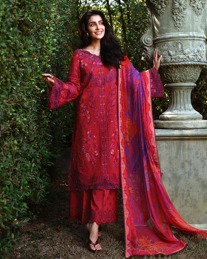 Mushq | Amoi Luxury Lawn | Falling Petals - Luxury Dress - available at Maria Faisal in UK and USA.