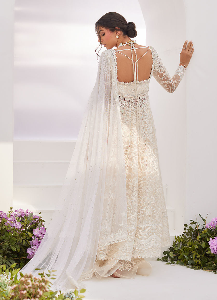 Farah Talib Aziz | Zaza Luxe Pret 24 | MAELLE IVORY EMBROIDERED AND EMBELLISHED KALIDAAR