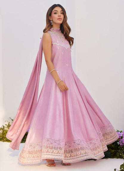 Farah Talib Aziz | Zaza Luxe Pret 24 | CECE MAUVE EMBELLISHED RAW SILK KALIDAR WITH CHARMUESE DUPATTA - Ladies Clothes - Maria Faisal