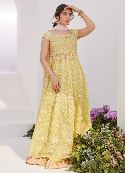 Farah Talib Aziz | Zaza Luxe Pret 24 | REINE KIWI EMBROIDERED EMBELLISHED KALIDAAR - Ladies Clothes - Maria Faisal