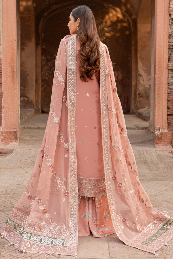 Farasha | Ritzier Wedding Formals |  Peach Bell - Designer Dress with Intricate embroidery and embellishments. Shop elegent wedding dress at Maria Faisal.