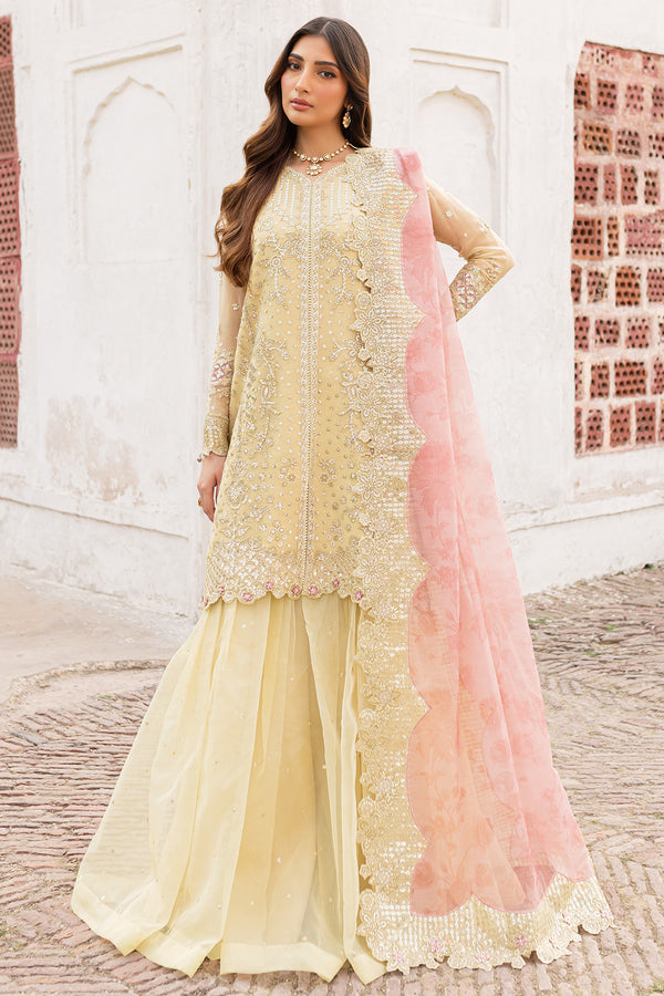 Farasha | Ritzier Wedding Formals |  Marigold Bliss - Designer Dress with Intricate embroidery and embellishments. Shop elegent wedding dress at Maria Faisal.