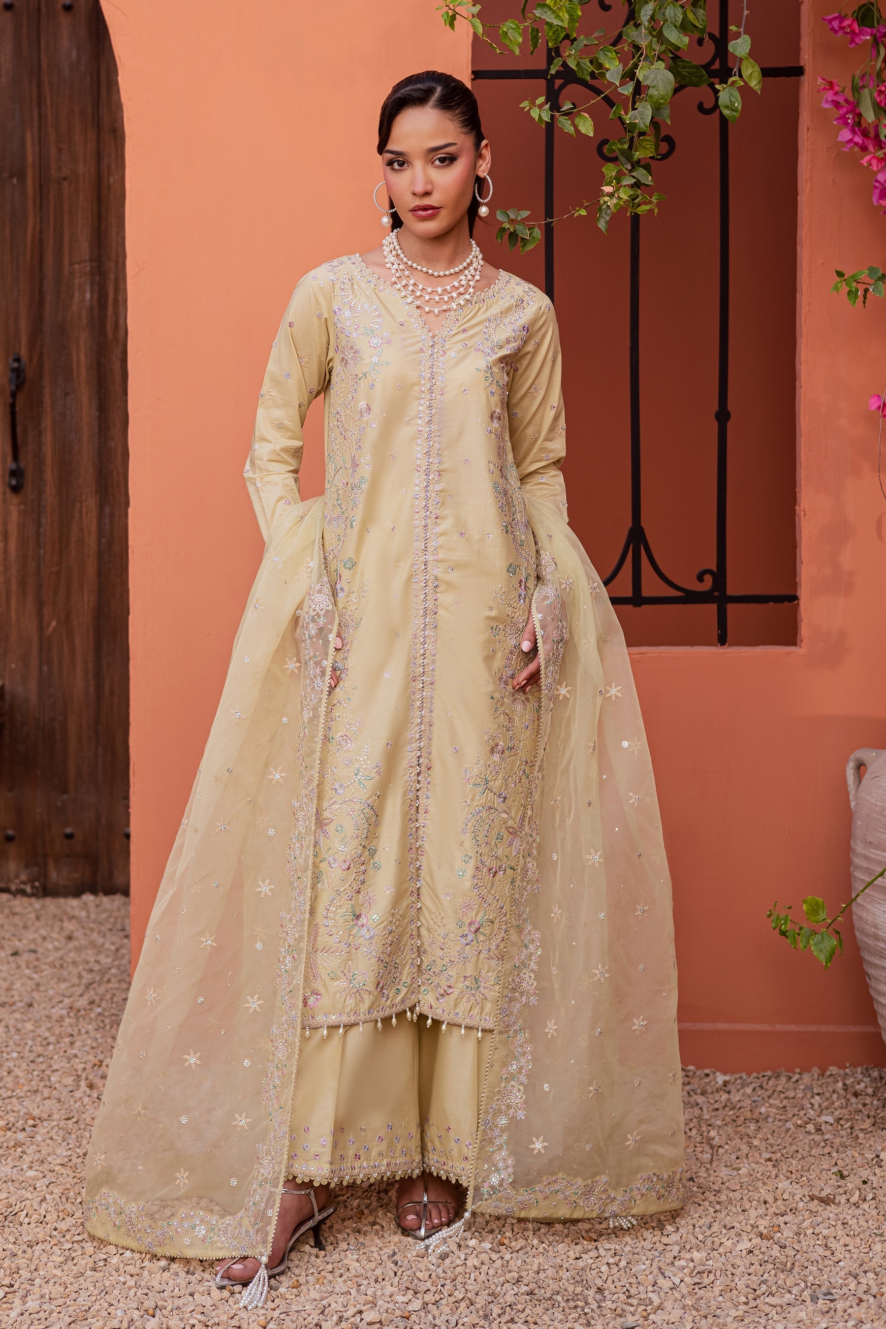 Batik | Festive Eid 26 | Felia - Luxury Dress - available at Maria Faisal in UK and USA.