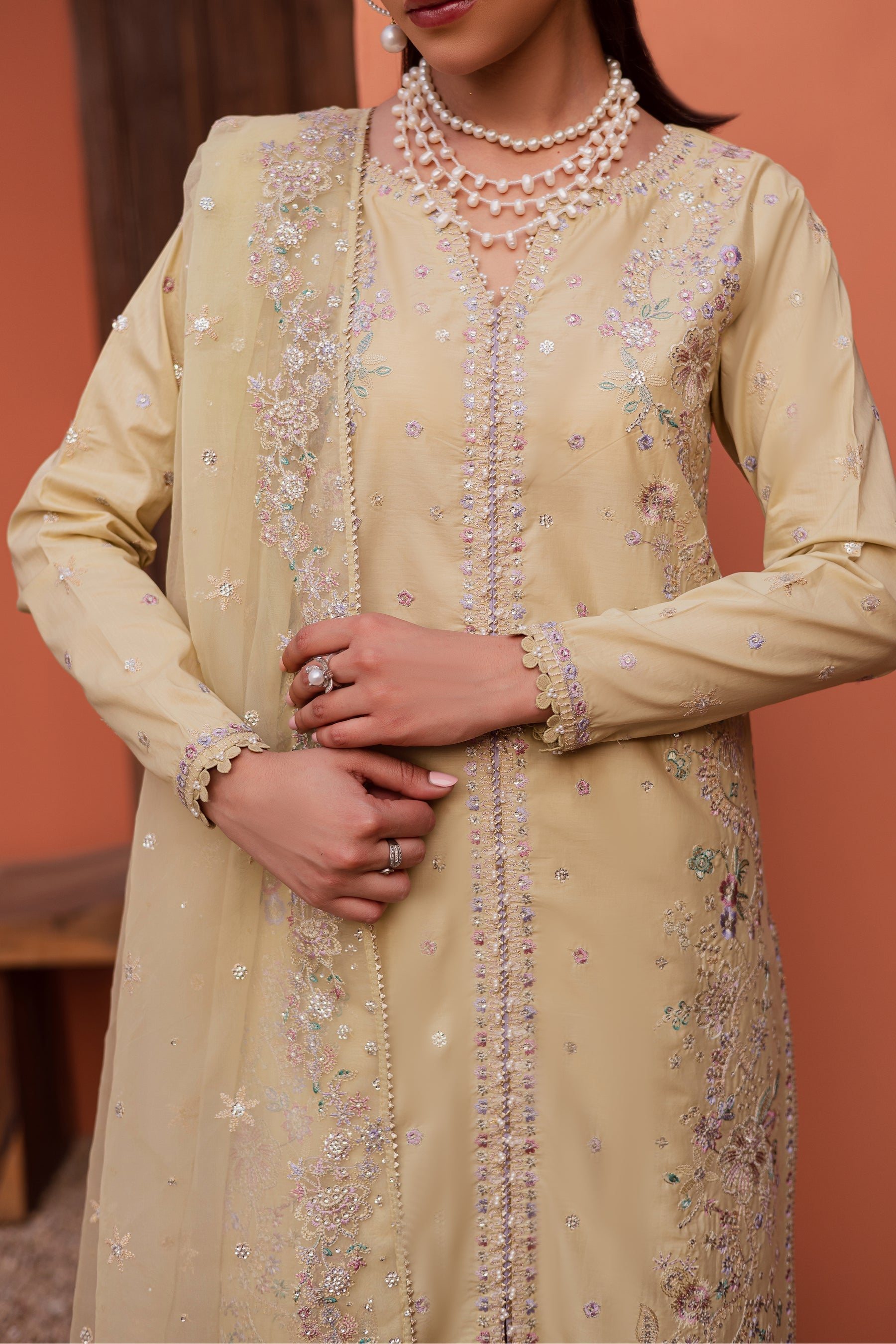 Batik | Festive Eid 26 | Felia - Luxury Dress - available at Maria Faisal in UK and USA.