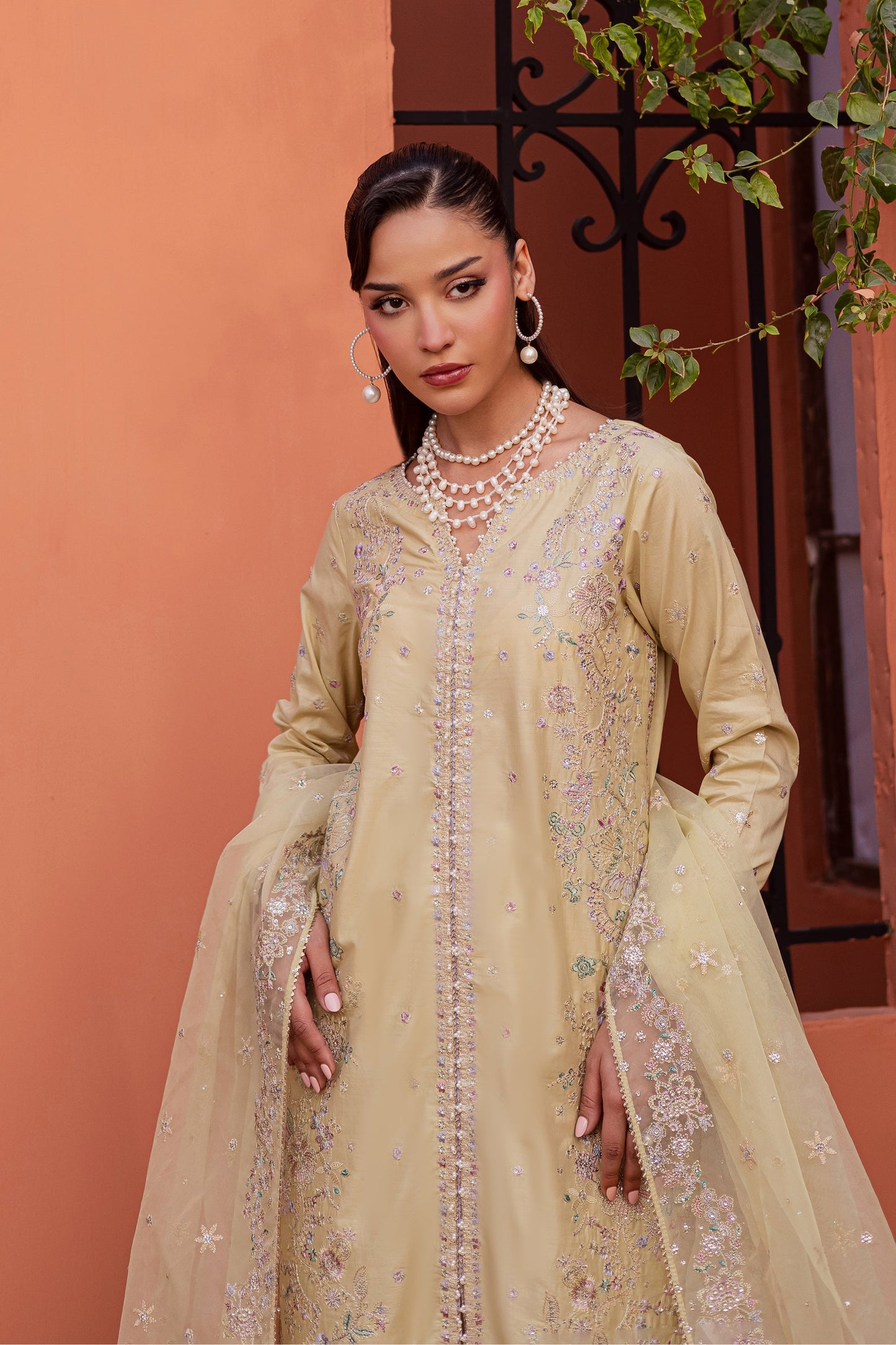 Batik | Festive Eid 26 | Felia - Luxury Dress - available at Maria Faisal in UK and USA.