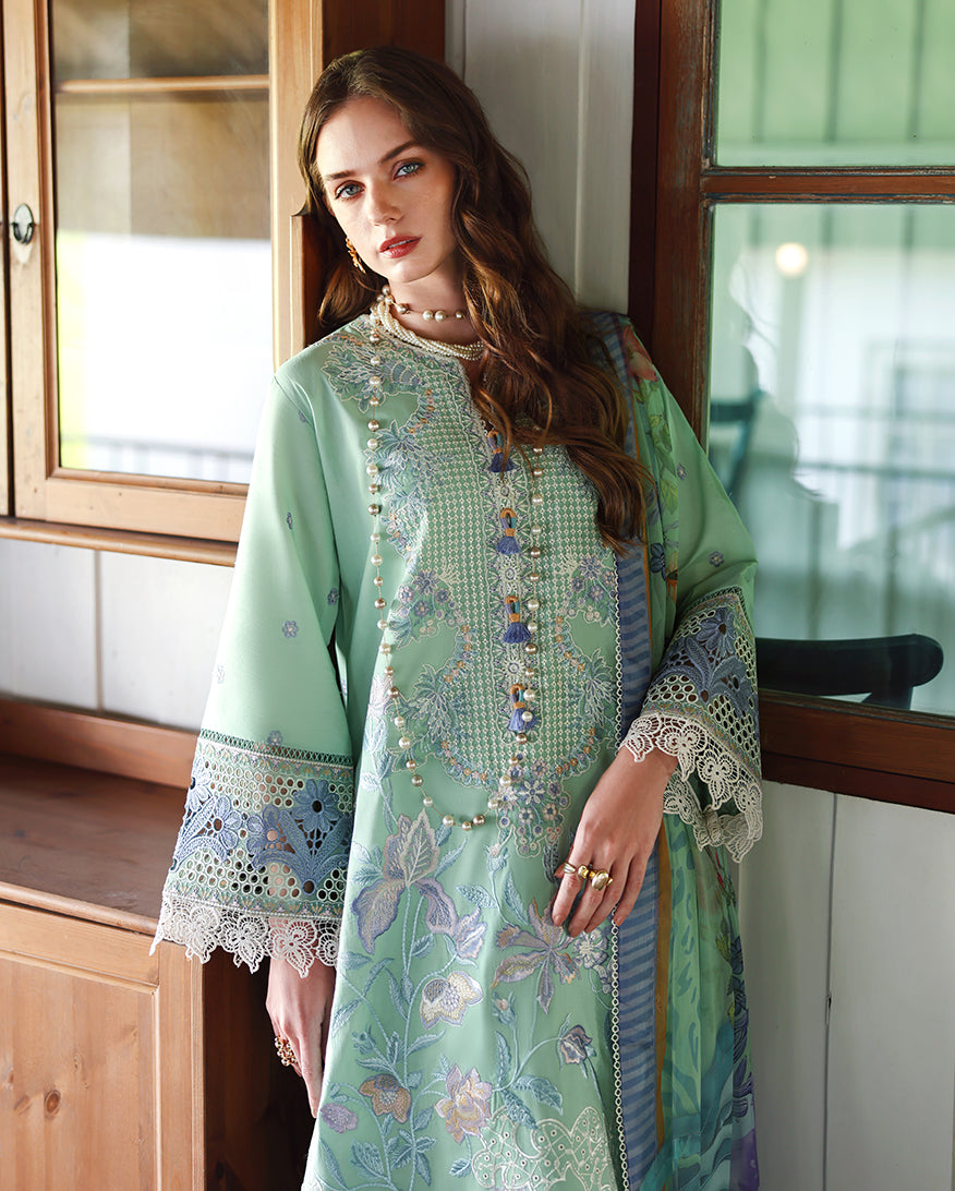 Mushq | The Secret Garden Lawn | Fernlore - Luxury Dress - available at Maria Faisal in UK and USA.