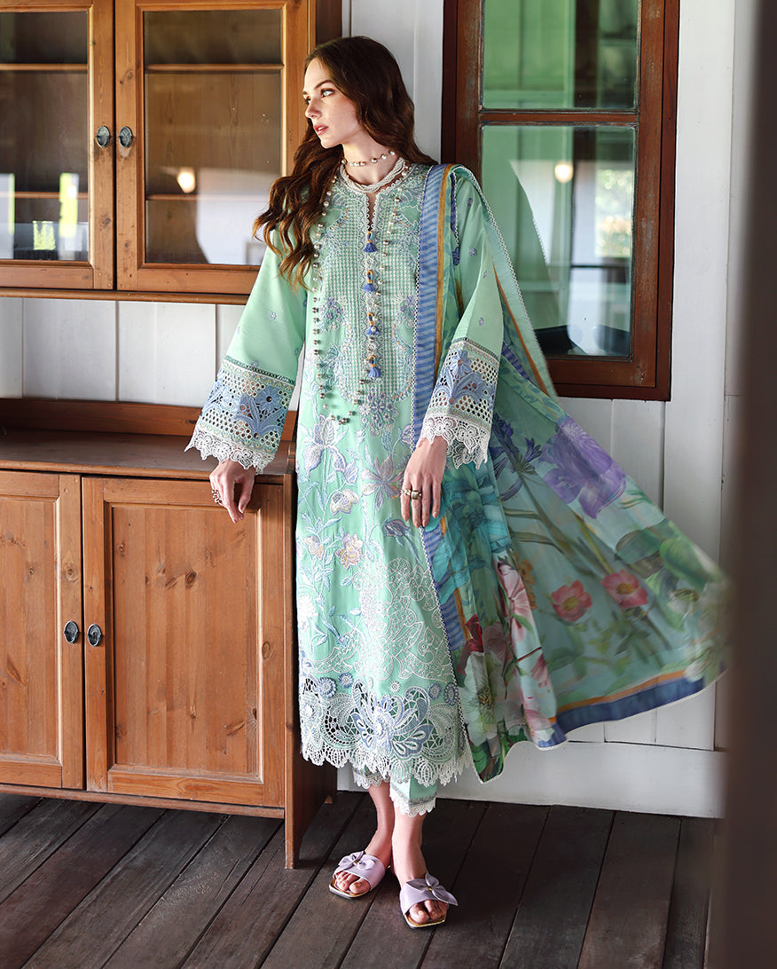 Mushq | The Secret Garden Lawn | Fernlore - Luxury Dress - available at Maria Faisal in UK and USA.