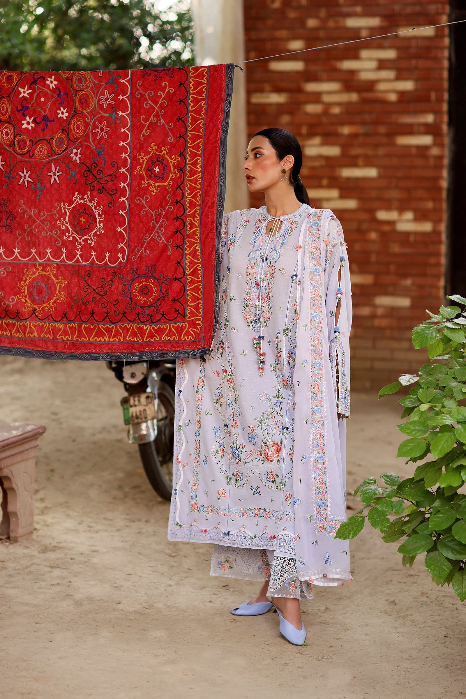 Zaha | Festive Lawn 26 | PERIWINKLE MUSE (ZF26-11) - Luxury Dress - available at Maria Faisal in UK and USA.