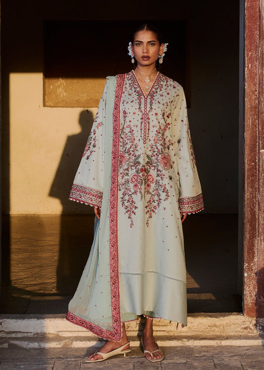 Hussain Rehar | Zan SS26 | Firuz - Luxury Dress - available at Maria Faisal in UK and USA.