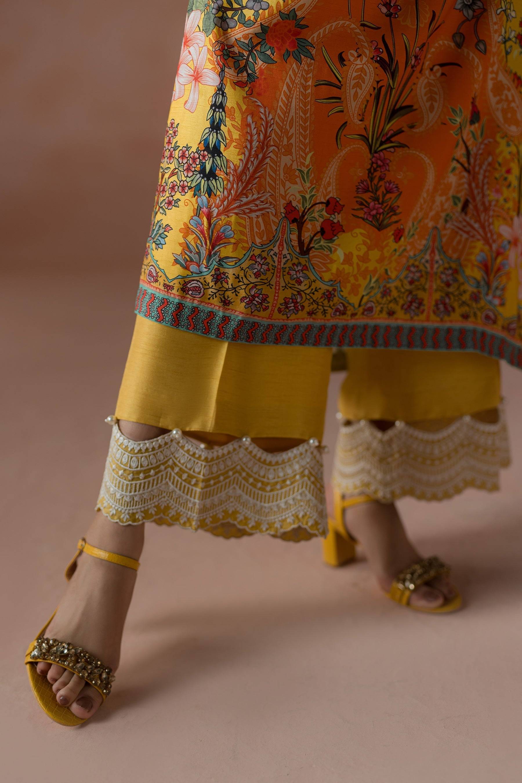 Ammara Khan | Flo 25 |Mango Slush Long Shirt Set (D-04) by Maria Faisal - Registered Vendor of : Ammara Khan - type : Ladies Clothes - 100% original wedding dresses