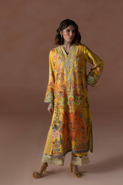 Ammara Khan | Flo 25 |Mango Slush Long Shirt Set (D-04) by Maria Faisal - Registered Vendor of : Ammara Khan - type : Ladies Clothes - 100% original wedding dresses