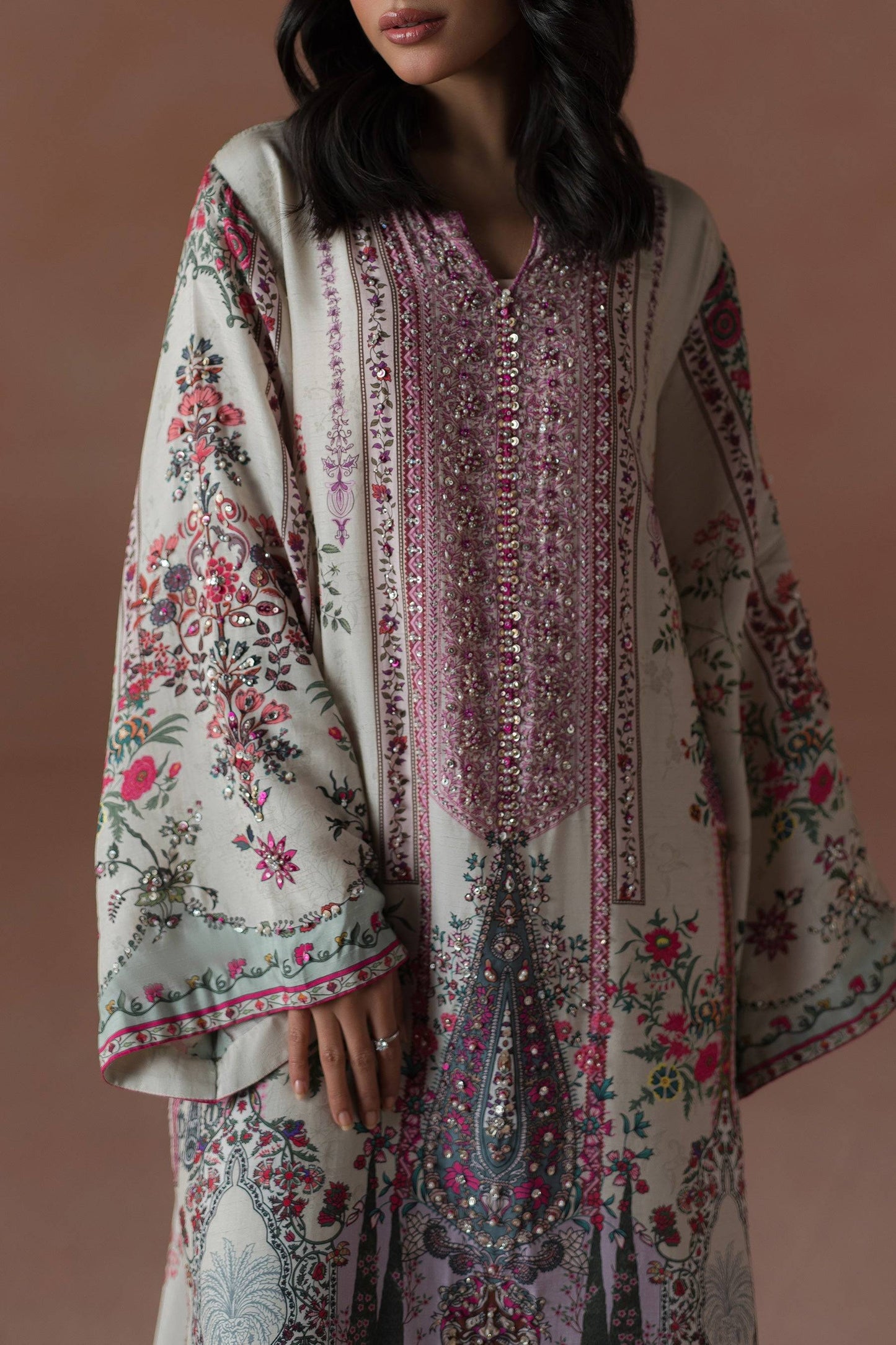 Ammara Khan | Flo 25 | Raspberry Cooler Long shirt Set (D-05) by Maria Faisal - Registered Vendor of : Ammara Khan - type : Ladies Clothes - 100% original wedding dresses