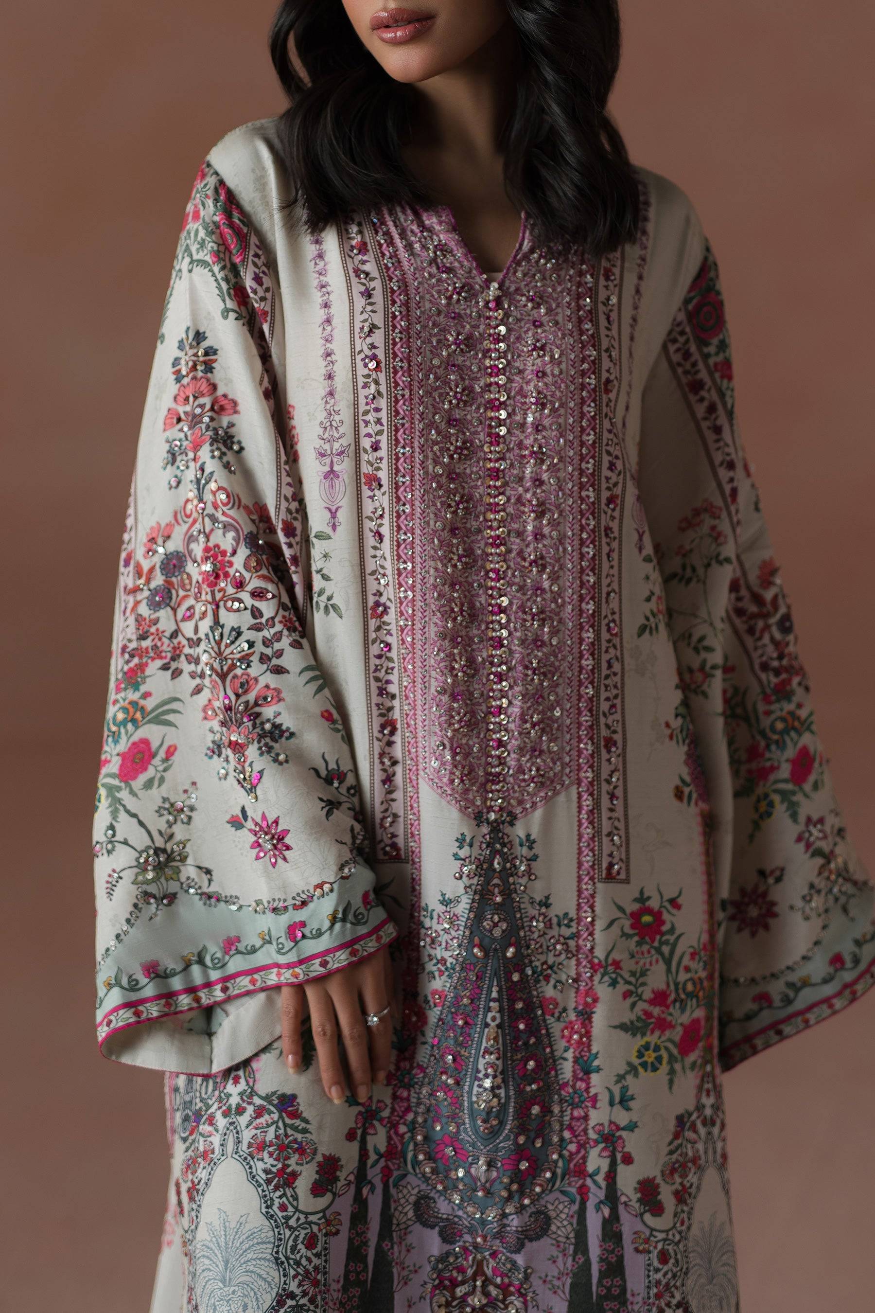 Ammara Khan | Flo 25 | Raspberry Cooler Long shirt Set (D-05) by Maria Faisal - Registered Vendor of : Ammara Khan - type : Ladies Clothes - 100% original wedding dresses