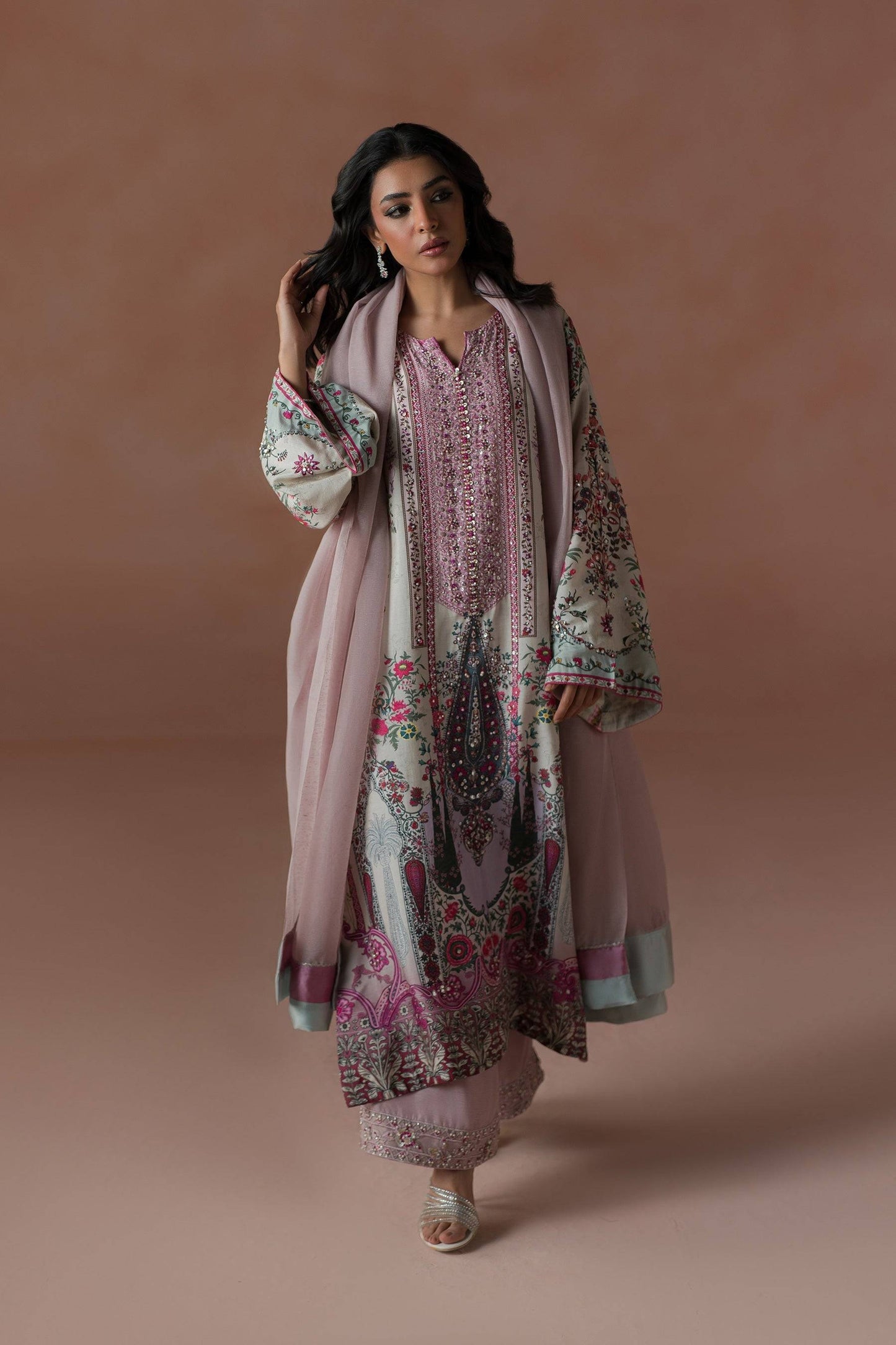Ammara Khan | Flo 25 | Raspberry Cooler Long shirt Set (D-05) by Maria Faisal - Registered Vendor of : Ammara Khan - type : Ladies Clothes - 100% original wedding dresses