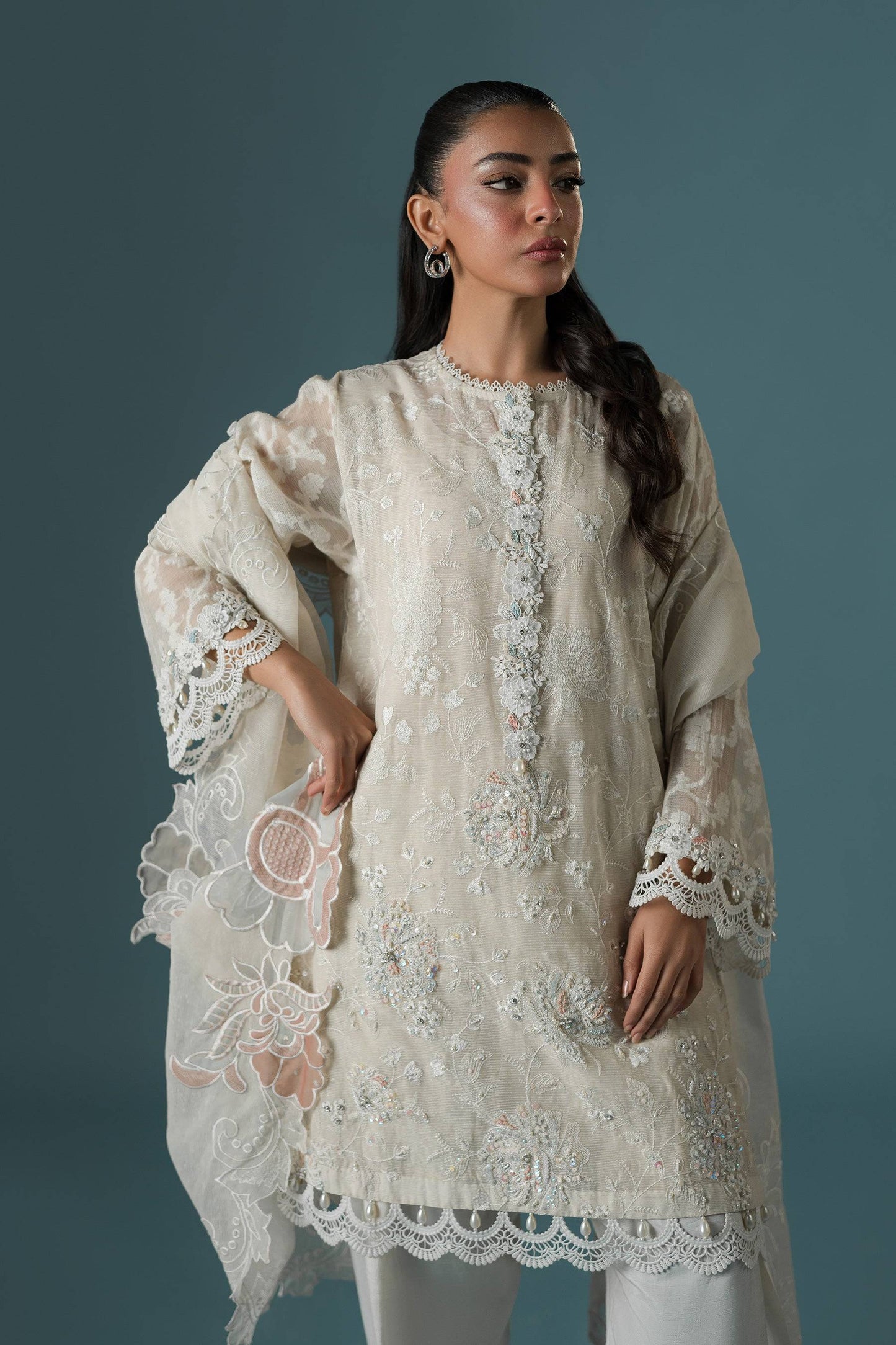 Ammara Khan | Flo 25 | Pearl Spring Lily Shalwar Set (D-10) by Maria Faisal - Registered Vendor of : Ammara Khan - type : Ladies Clothes - 100% original wedding dresses
