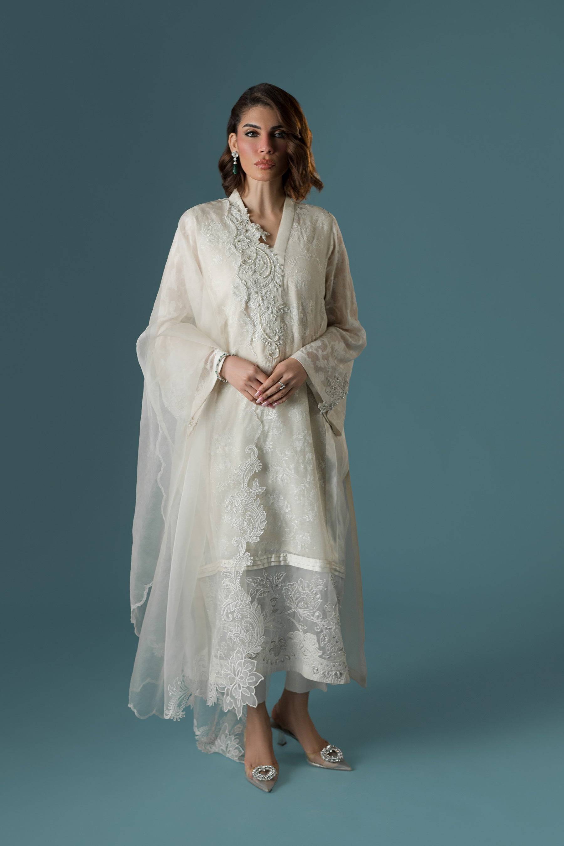 Ammara Khan | Flo 25 | Chandni Rani Long Kurta Set (D-11) by Maria Faisal - Registered Vendor of : Ammara Khan - type : Ladies Clothes - 100% original wedding dresses