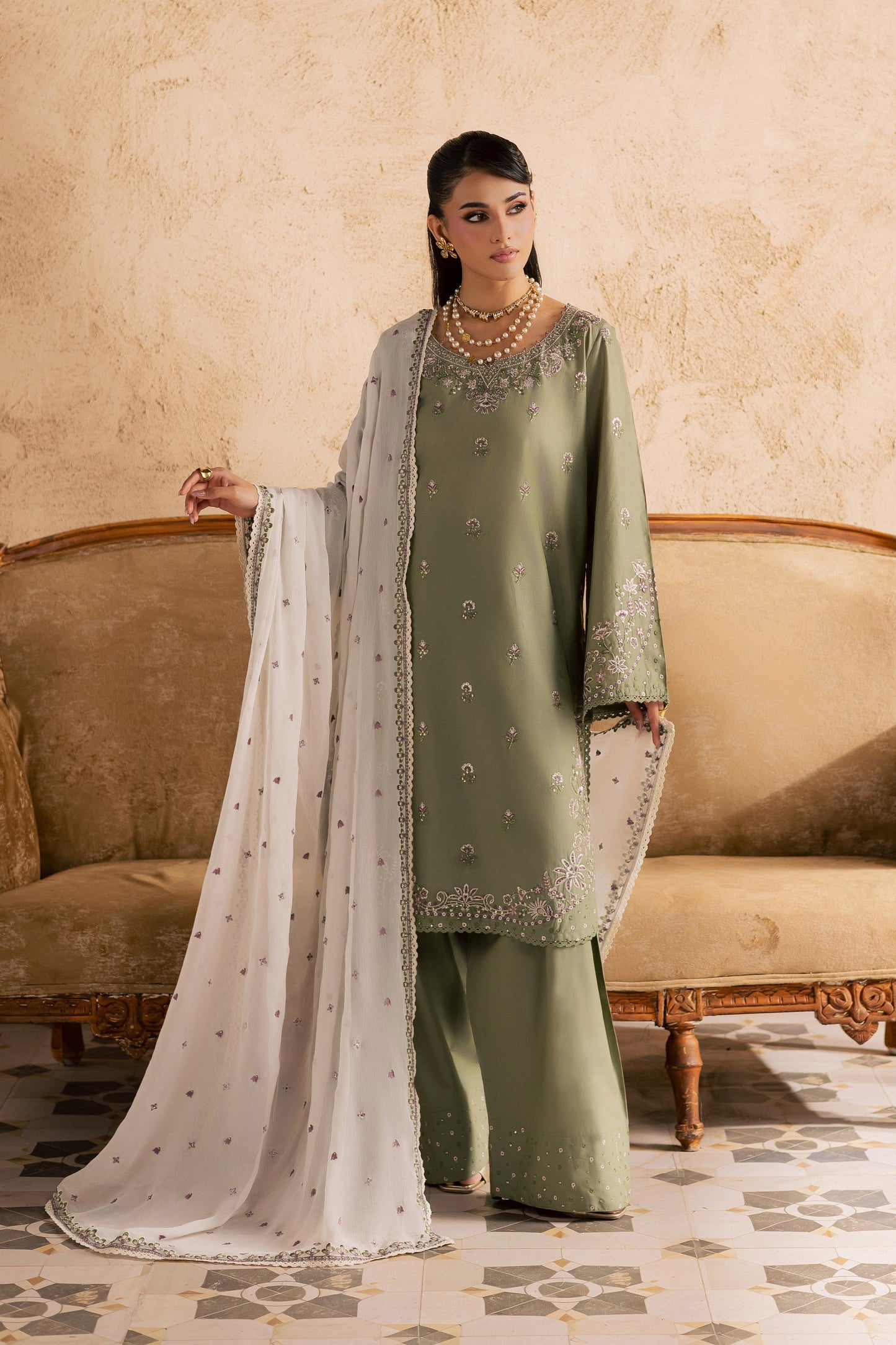 Batik | Festive Eid 26 | Forest Whisper - Luxury Dress - available at Maria Faisal in UK and USA.
