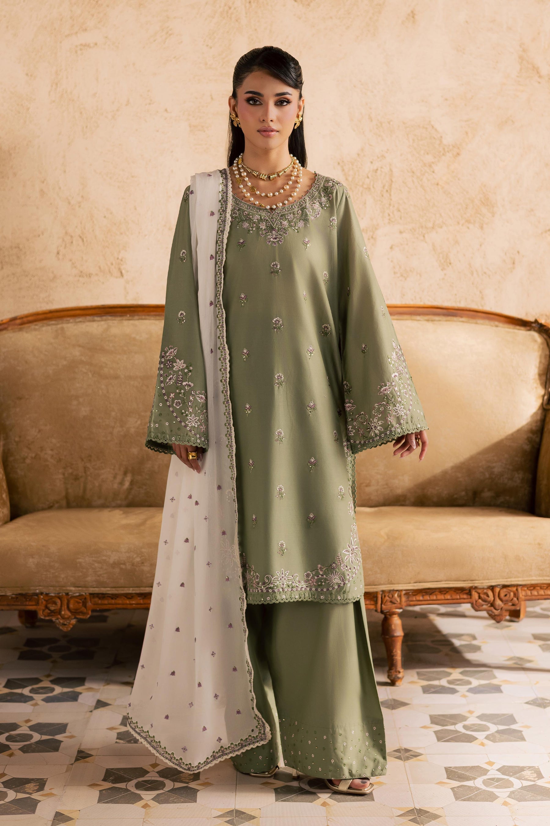 Batik | Festive Eid 26 | Forest Whisper - Luxury Dress - available at Maria Faisal in UK and USA.