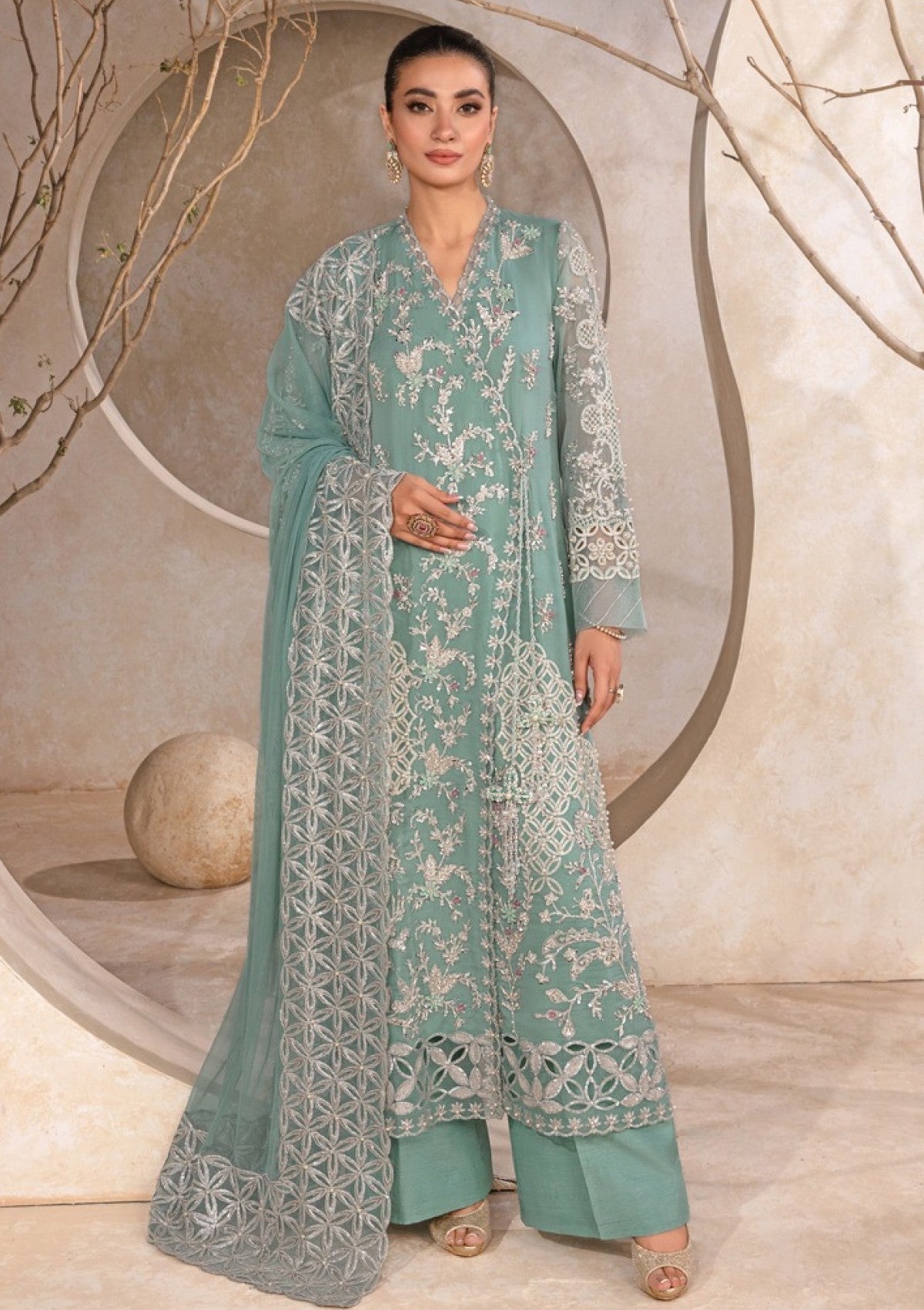 Rangrasiya | Chatoyer Wedding Formals 24 | D#04 - Firuzeh - Designer Dress with Intricate embroidery and embellishments. Shop elegent wedding dress at Maria Faisal.