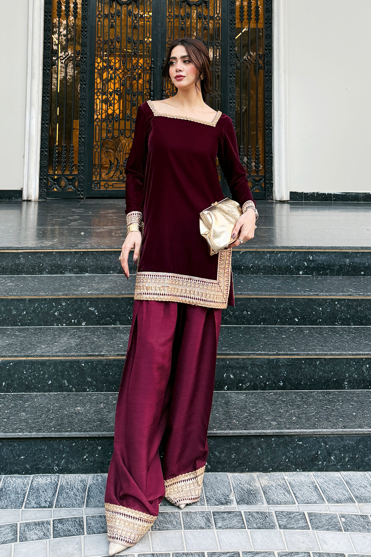 Erum Khan | Velvet Edit | Zariya - Formal Dress - available at Maria Faisal in UK and USA.