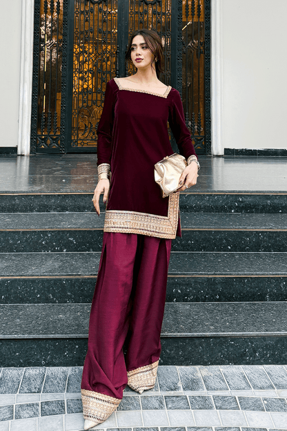 Erum Khan | Velvet Edit | Zariya - Formal Dress - available at Maria Faisal in UK and USA.