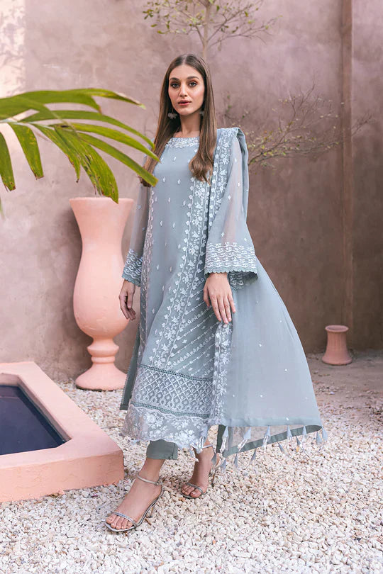 Azure | Embroidered Ensembles 3 Pcs | Frosted Fern - Formal 
