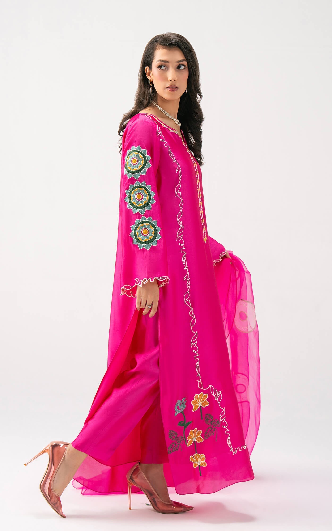 Asifa and Nabeel | Celevara Luxe | Fuchsia Flame - Luxury Dress - available at Maria Faisal in UK and USA.