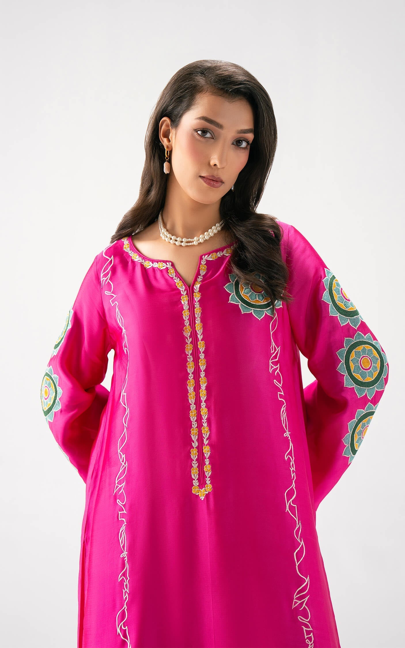 Asifa and Nabeel | Celevara Luxe | Fuchsia Flame - Luxury Dress - available at Maria Faisal in UK and USA.