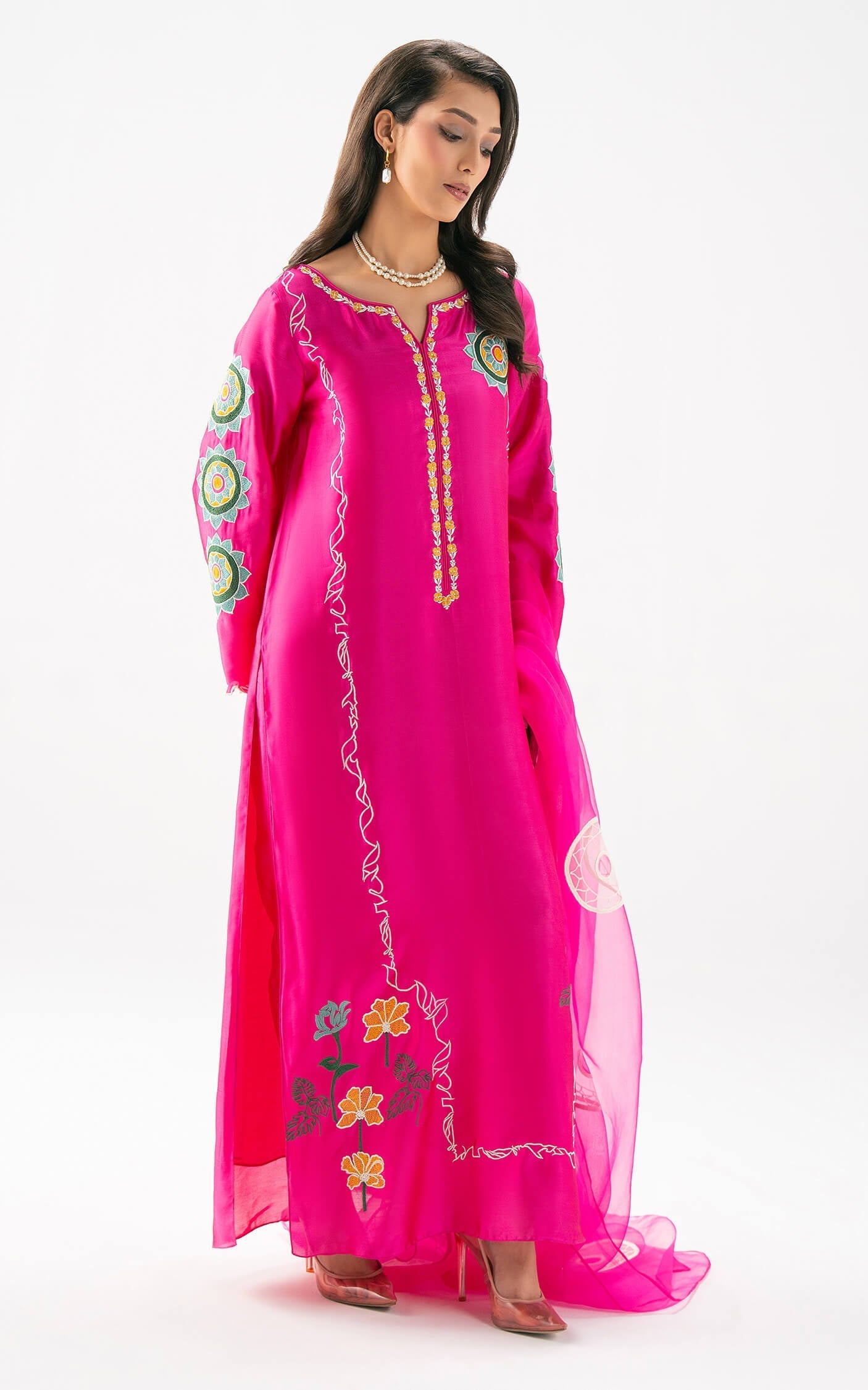 Asifa and Nabeel | Celevara Luxe | Fuchsia Flame - Luxury Dress - available at Maria Faisal in UK and USA.