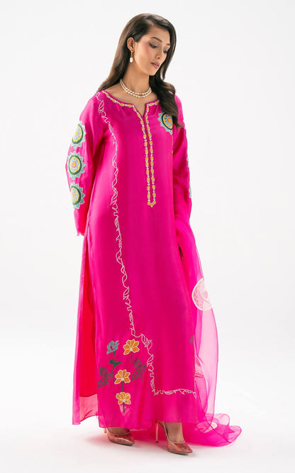 Asifa and Nabeel | Celevara Luxe | Fuchsia Flame - Luxury Dress - available at Maria Faisal in UK and USA.