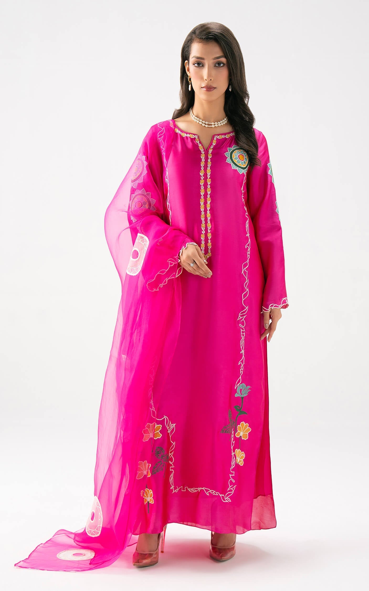 Asifa and Nabeel | Celevara Luxe | Fuchsia Flame - Luxury Dress - available at Maria Faisal in UK and USA.