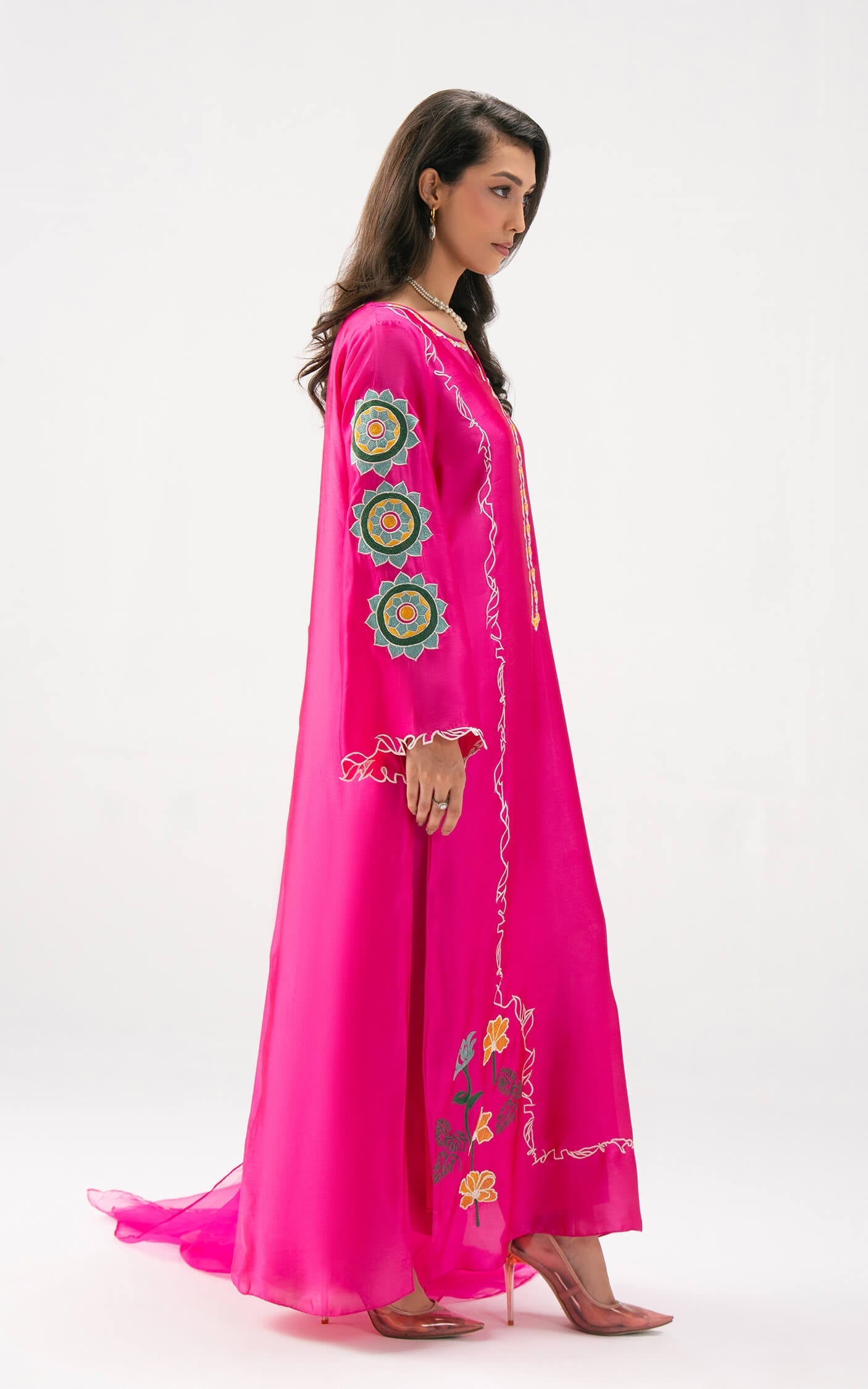 Asifa and Nabeel | Celevara Luxe | Fuchsia Flame - Luxury Dress - available at Maria Faisal in UK and USA.