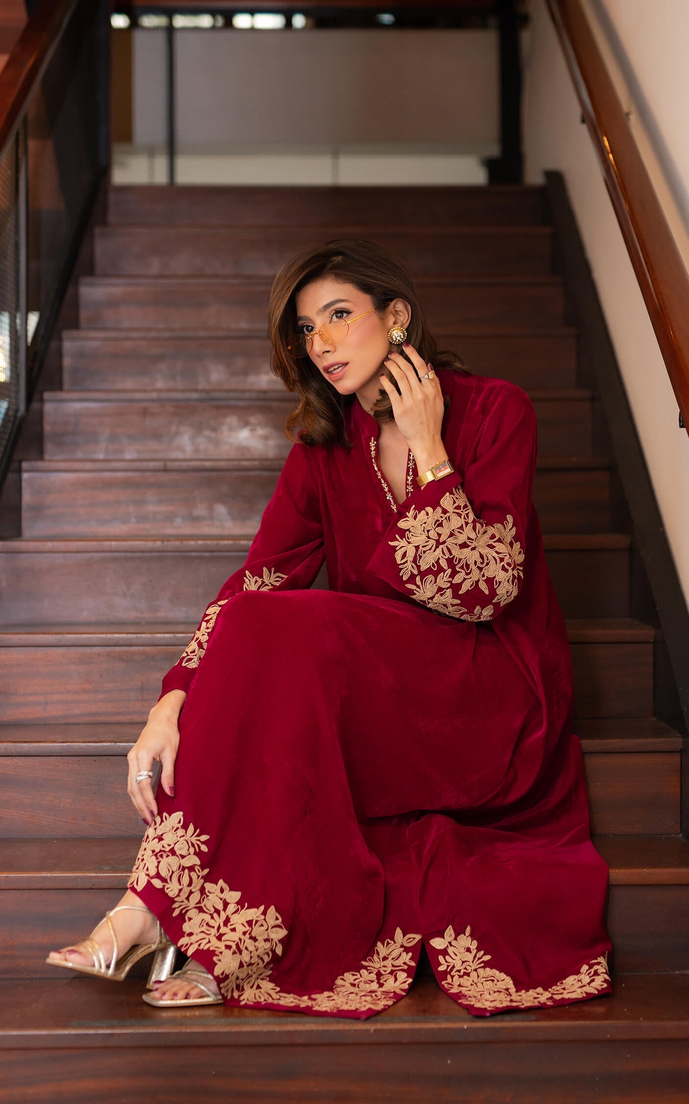 Asifa and Nabeel | Zephyr Formals | Fuchsia Royalty Kaftan - Formal Dress - available at Maria Faisal in UK and USA.
