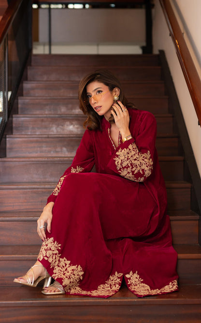 Asifa and Nabeel | Zephyr Formals | Fuchsia Royalty Kaftan - Formal Dress - available at Maria Faisal in UK and USA.