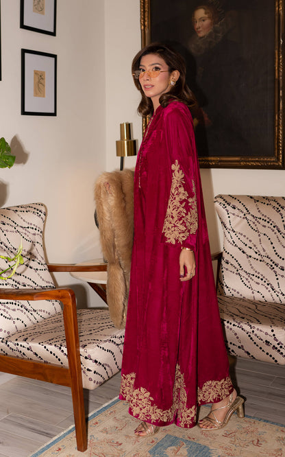 Asifa and Nabeel | Zephyr Formals | Fuchsia Royalty Kaftan - Formal Dress - available at Maria Faisal in UK and USA.