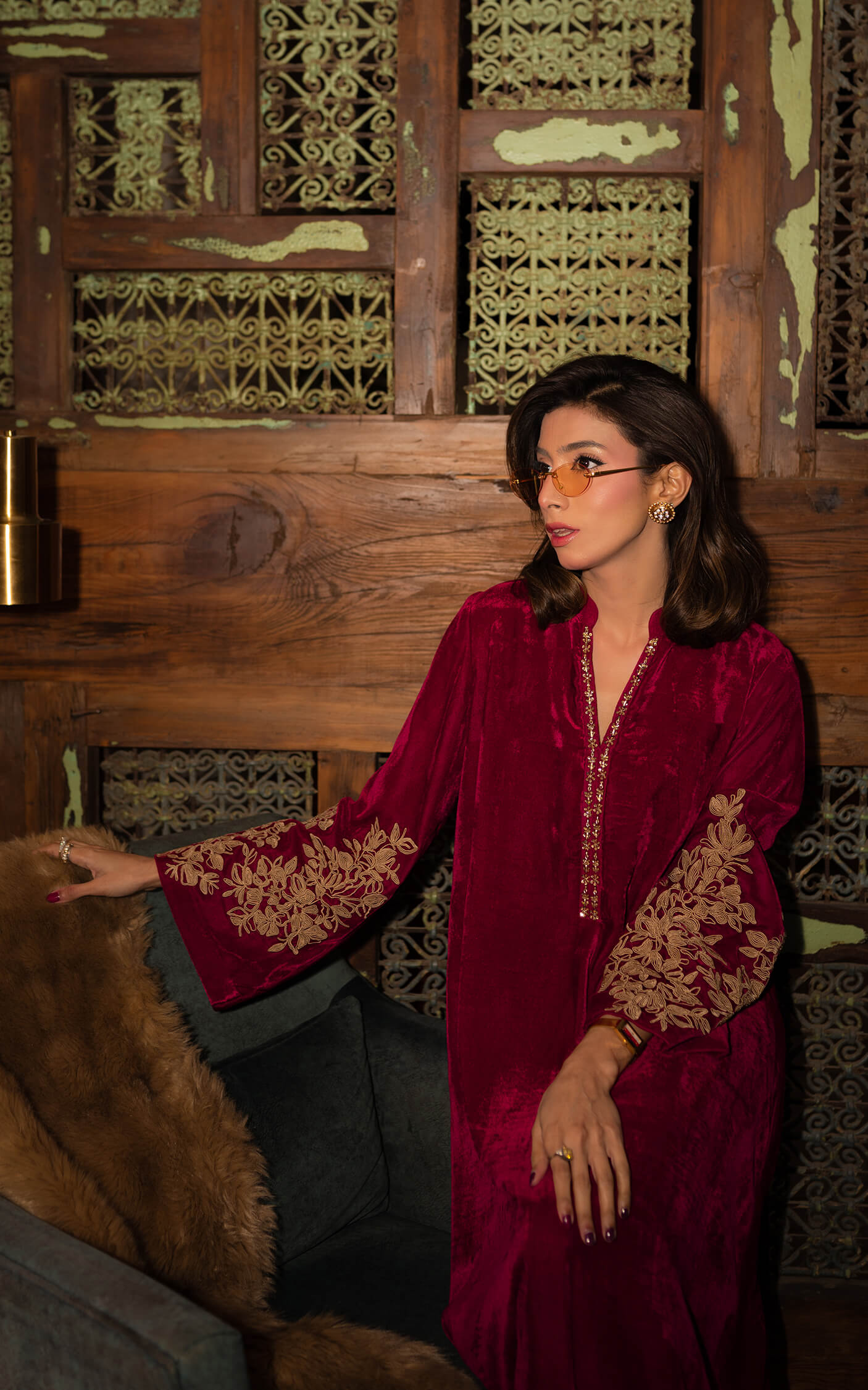 Asifa and Nabeel | Zephyr Formals | Fuchsia Royalty Kaftan - Formal Dress - available at Maria Faisal in UK and USA.