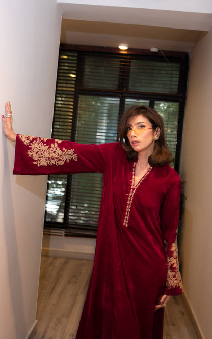 Asifa and Nabeel | Zephyr Formals | Fuchsia Royalty Kaftan - Formal Dress - available at Maria Faisal in UK and USA.