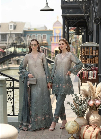 Noor by Saadia Asad | Eid Luxe Chikankari 26 | D4 - Smoke Zinc - Luxury Dress - available at Maria Faisal in UK and USA.