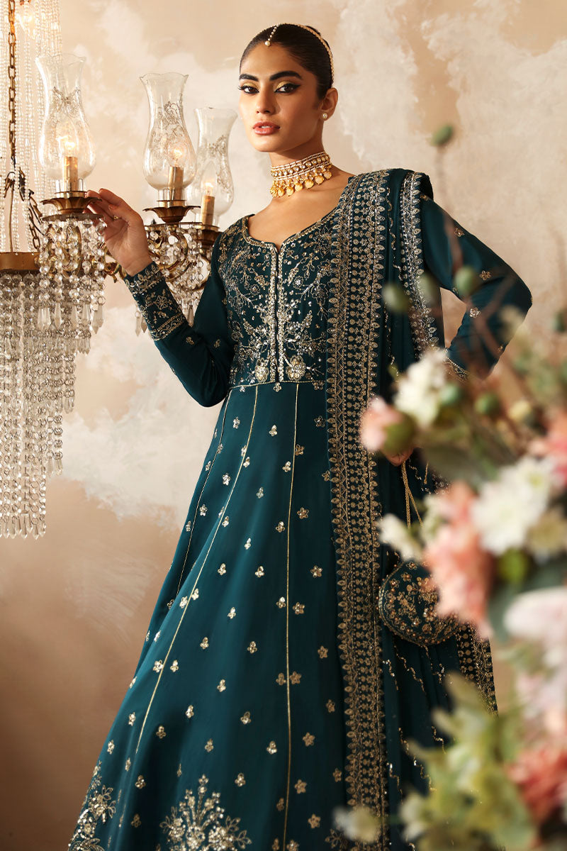 Gulaal | Shehrnaaz Raw Silk | Mahiri - Designer Dress with Intricate embroidery and embellishments. Shop elegent wedding dress at Maria Faisal.