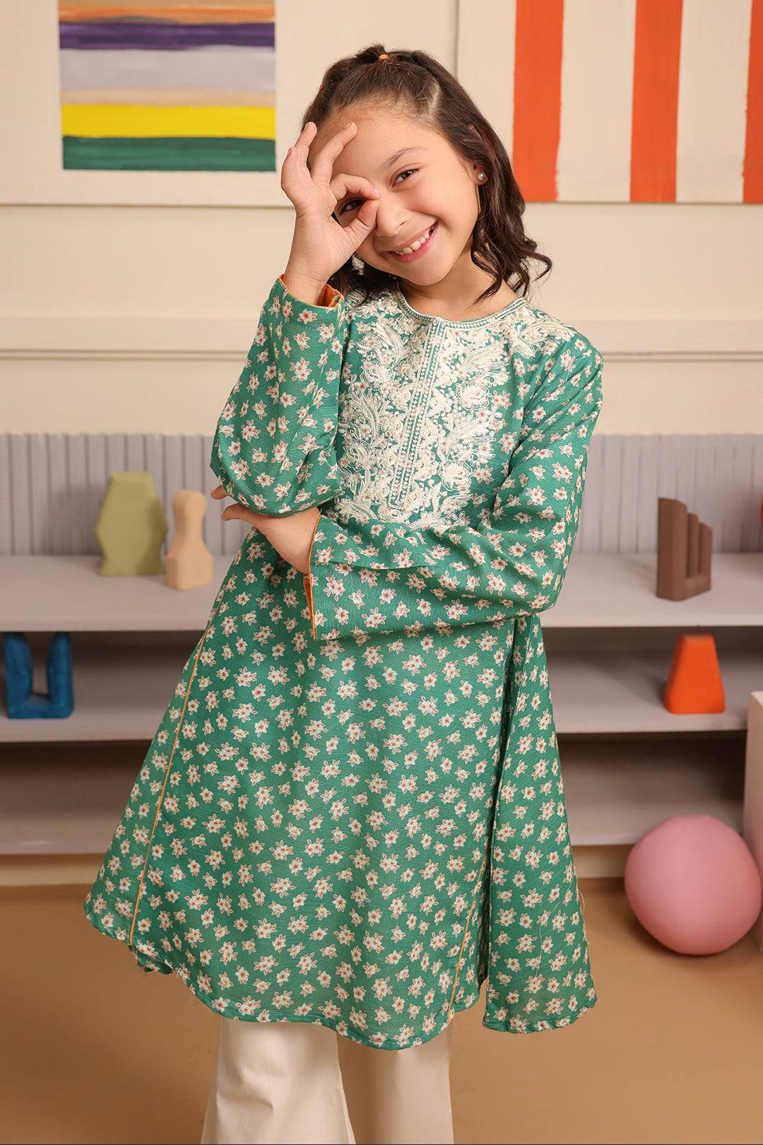 Zellbury Girls | 1 Piece Viscose | Embroidered Kurta - 1701 by Maria Faisal - Registered Vendor of : Zellbury Girls - type : Kids Clothes - 100% original wedding dresses