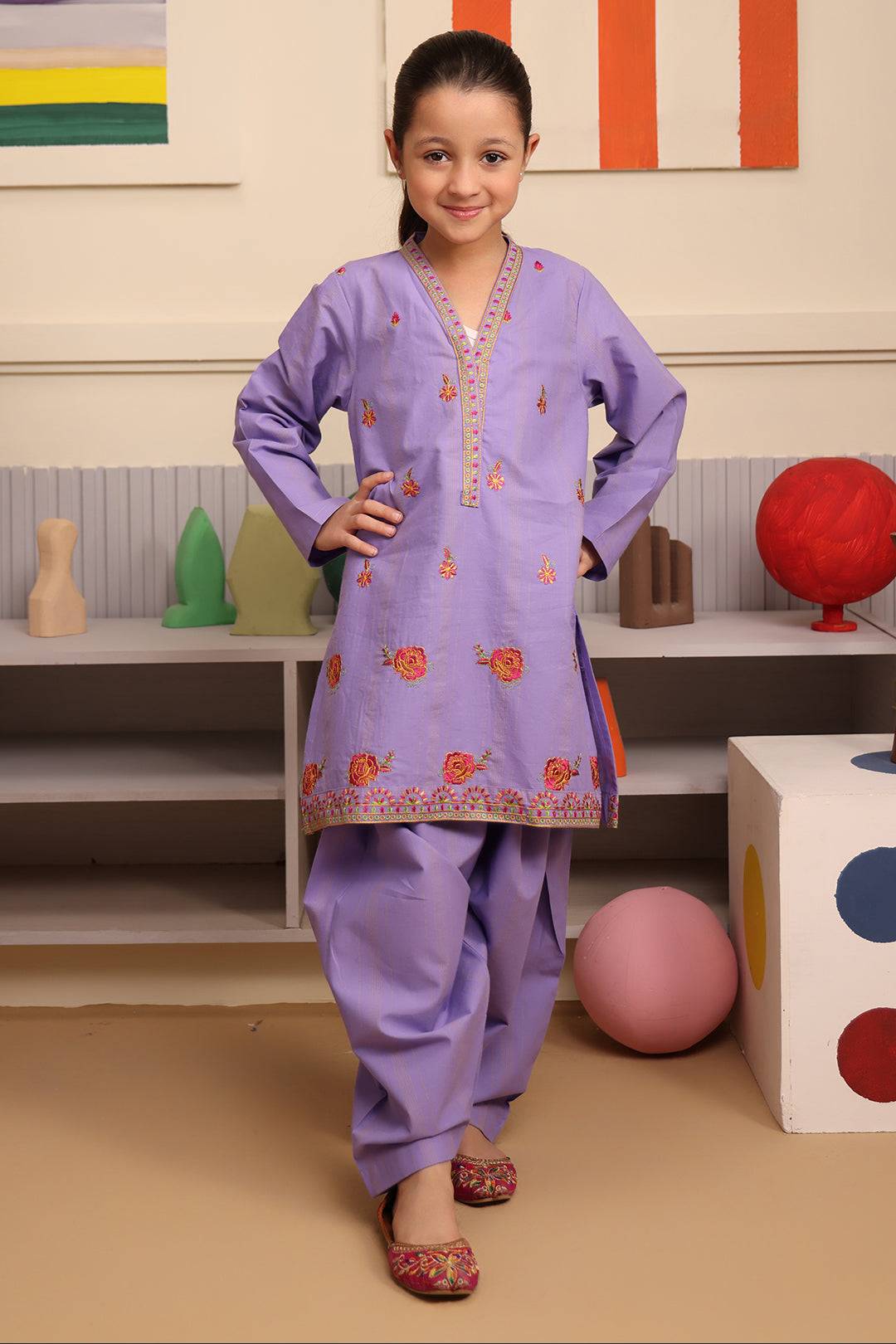 Zellbury Girls | 2 Piece Lawn | Embroidered Kurta Trouser - 2662 by Maria Faisal - Registered Vendor of : Zellbury Girls - type : Kids Clothes - 100% original wedding dresses