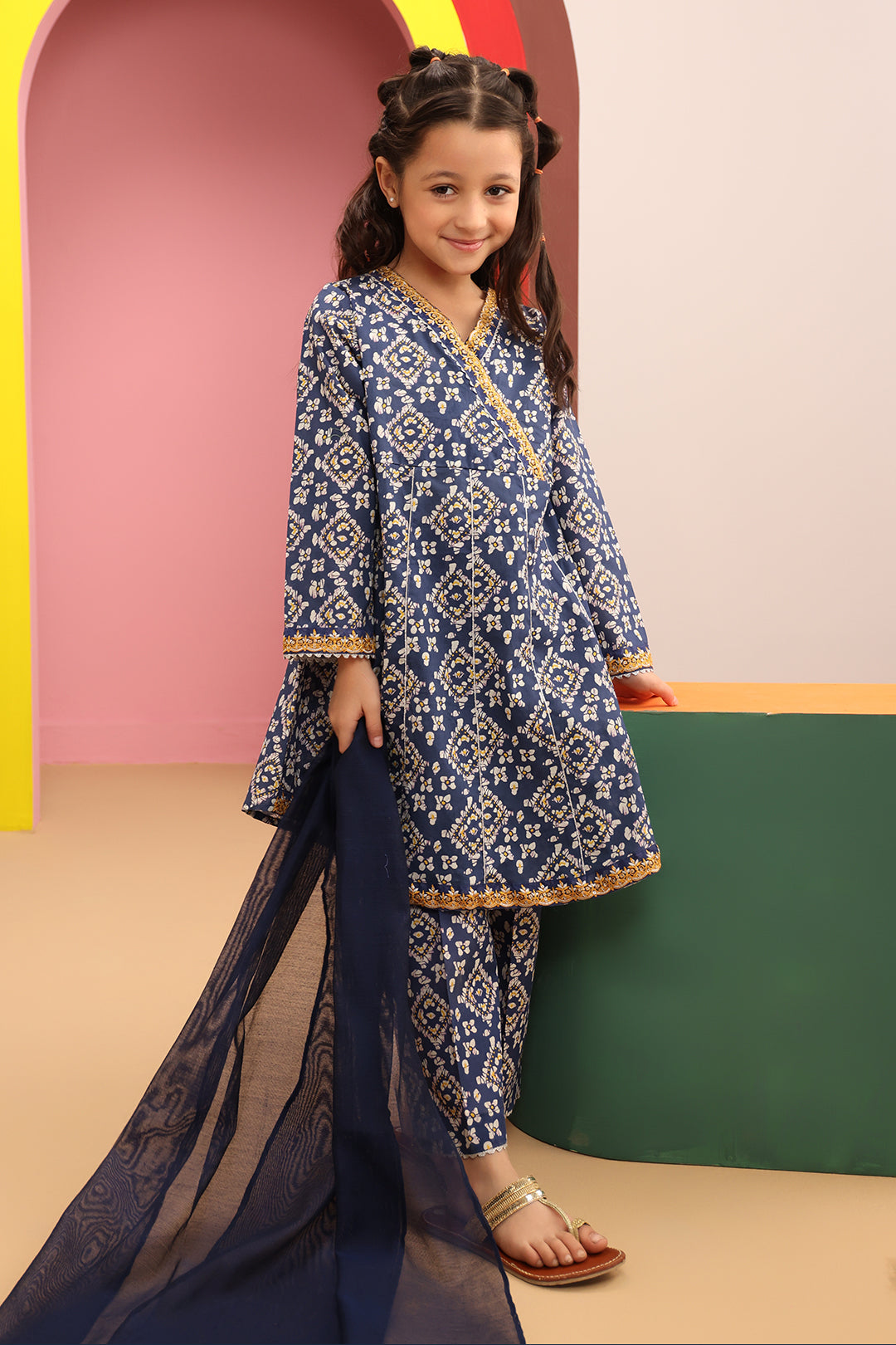 Zellbury Girls | 3 Piece Cambric | Embroidered Kurta Dupatta Trouser - 3821