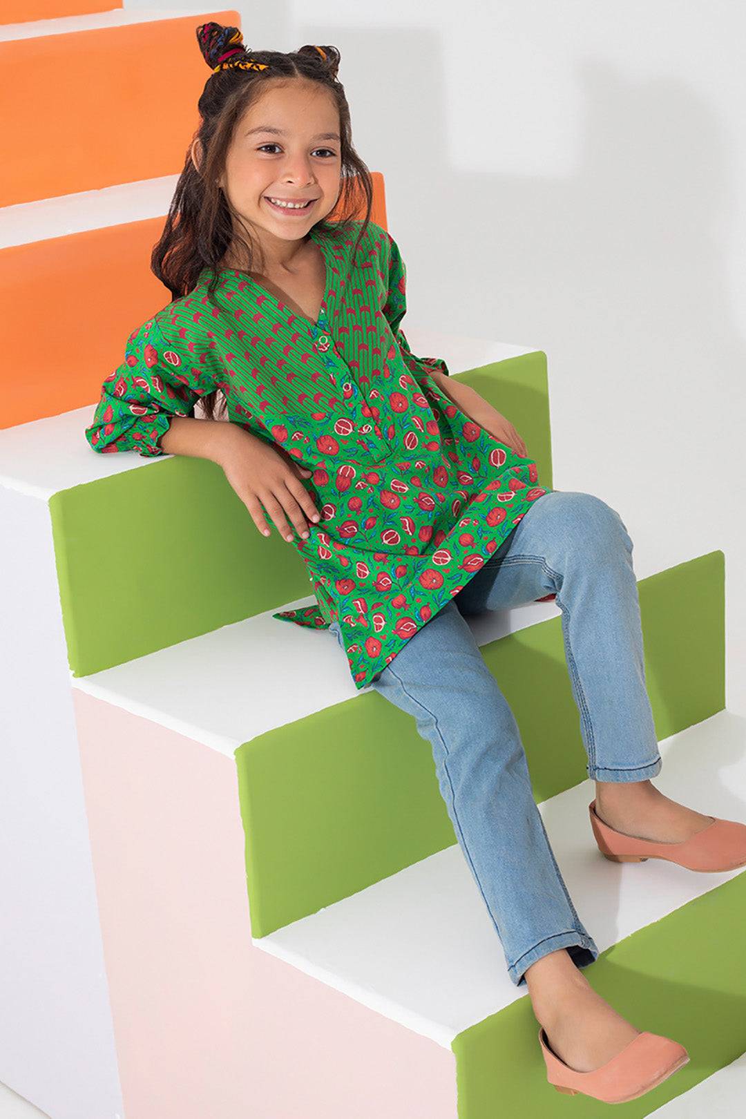 Zellbury Girls | 1 Piece Lawn | Kurta - 1015 by Maria Faisal - Registered Vendor of : Zellbury Girls - type : Kids Clothes - 100% original wedding dresses