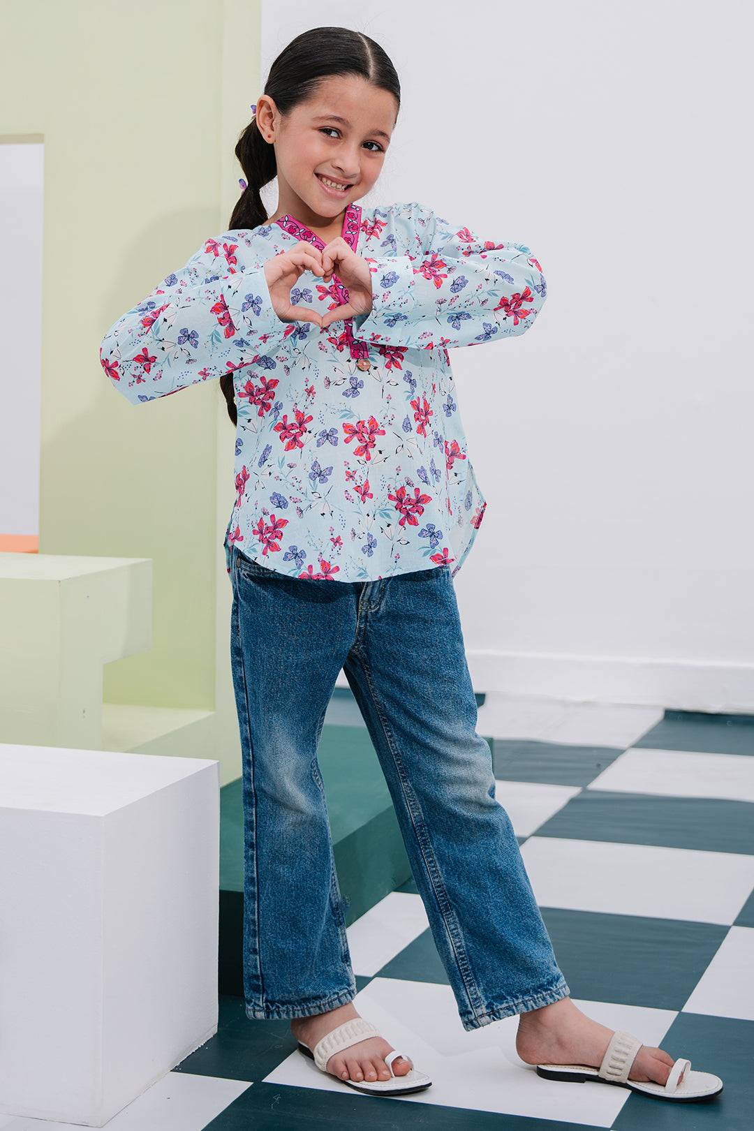 Zellbury Girls | 1 Piece Lawn | Kurta - 1387 by Maria Faisal - Registered Vendor of : Zellbury Girls - type : Kids Clothes - 100% original wedding dresses